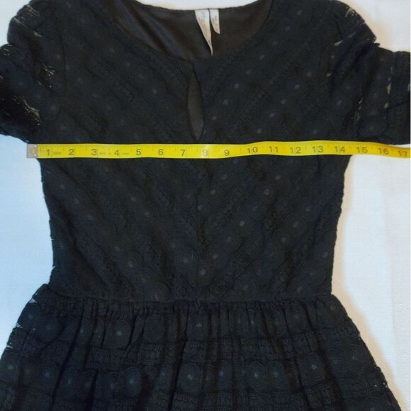 Pink Owl Black Lace Keyhole Front 3/4 Sleeve Dress Size Small - Picture 6 of 9